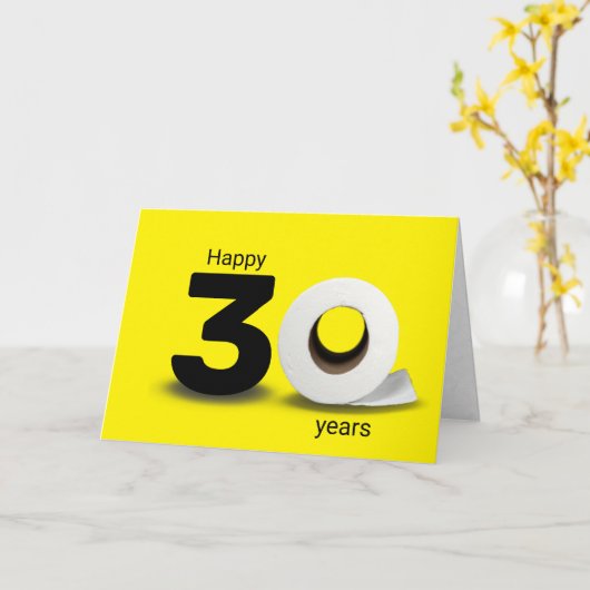 rol toiletpapier 30e verjaardag kaart (Gele Bloem)
