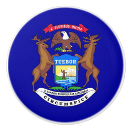 Rol van de keramische knop met vlag van Michigan