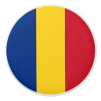 Rol van de keramische knop met vlag van Roemenië