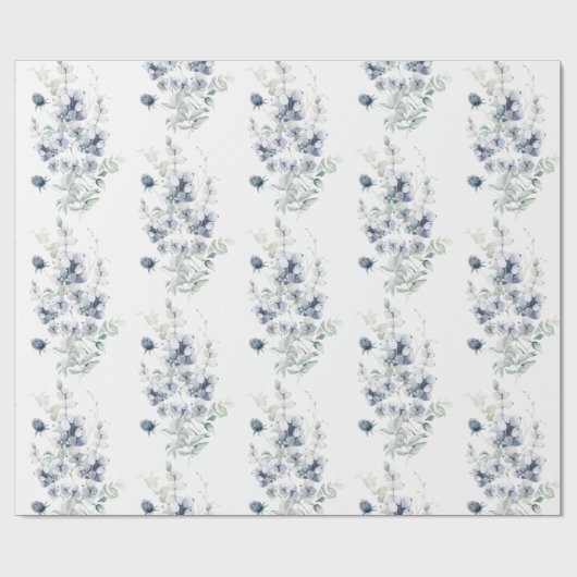 Rol van usty Blue Floral Cadeaupapier (Vlak)