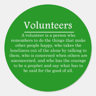 Rol van vrijwilligers ronde sticker