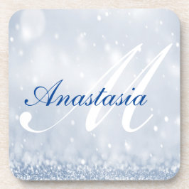 Rol, verbluffend, blauwe glitter-naam bier onderzetter