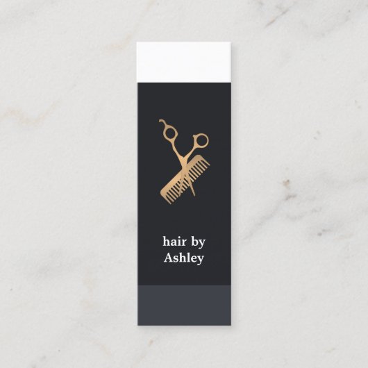 Rol, vers Blauw, witte strepes Faux Gold Hairstyle Mini Visitekaartje (Voorkant)