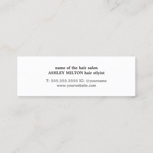 Rol, vers Blauw, witte strepes Faux Gold Hairstyle Mini Visitekaartje (Achterkant)