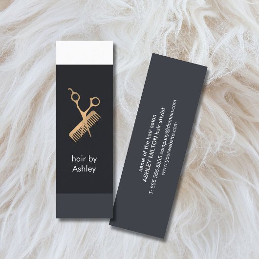 Rol, vers Blauw, witte strepes Faux Gold Hairstyle Mini Visitekaartje