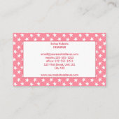 Rol wit sterpatroon op roze visitekaartje (Achterkant)