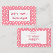 Rol wit sterpatroon op roze visitekaartje (Voorkant / Achterkant)