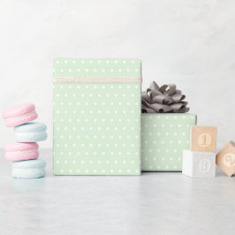 Rol witte polka stippen op bleke melkachtige jade cadeaupapier