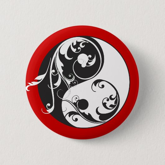 Rol Yin & Yang (zwart) Ronde Button 5,7 Cm (Voorkant)