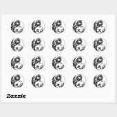 Rol Yin & Yang (zwart) Ronde Sticker (Vel)