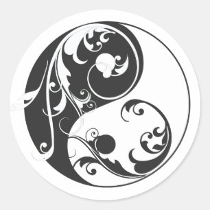 Rol Yin & Yang (zwart) Ronde Sticker