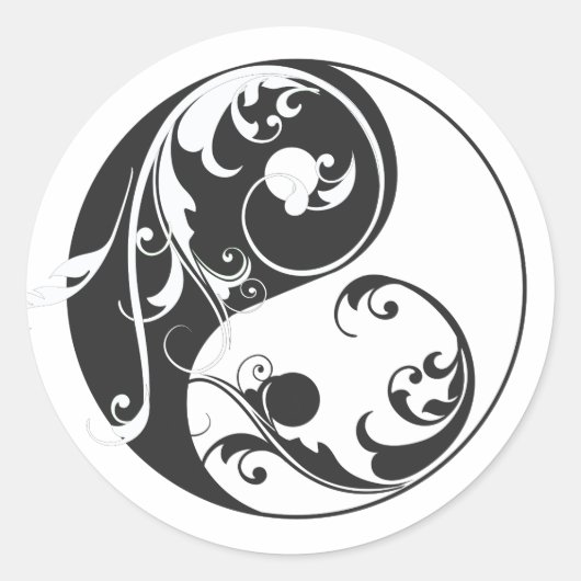 Rol Yin & Yang (zwart) Ronde Sticker (Voorkant)