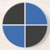 Rol zwart-blauw vierkant patroon zandsteen onderzetter (Voorkant)