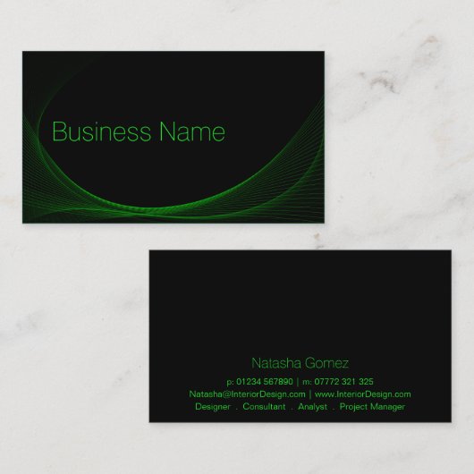 Rol zwart en limoen groen breedbeeld - Visitekaart Visitekaartje (Voorkant / Achterkant)