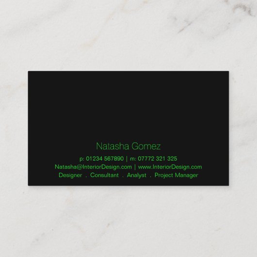 Rol zwart en limoen groen breedbeeld - Visitekaart Visitekaartje (Achterkant)