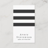 Rol zwart en wit gestreept modern verticaal wit visitekaartje (Voorkant)