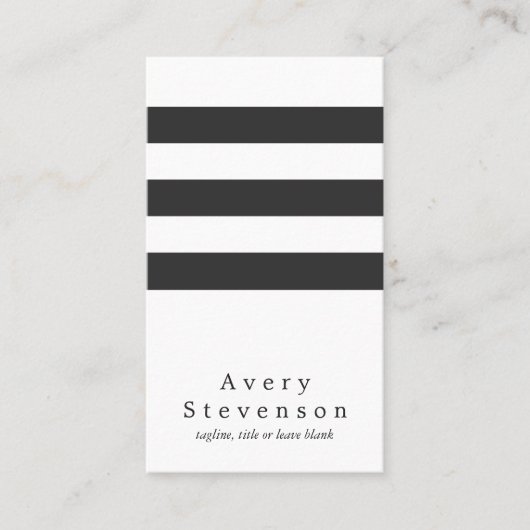 Rol zwart en wit gestreept modern verticaal wit visitekaartje (Voorkant)