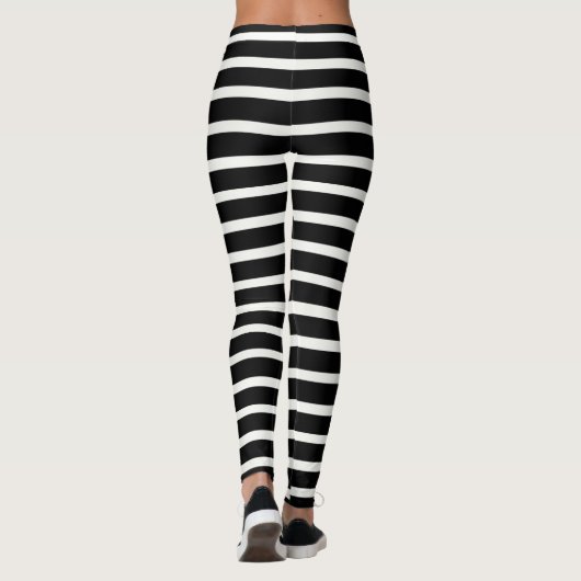 Rol zwart en wit, horizontaal gestreept leggings (Achterkant)