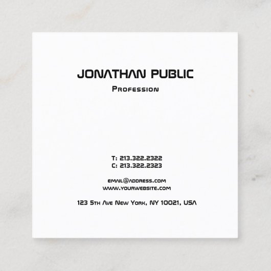 Rol zwart en wit modern BW-ontwerp - Sjabloon Vierkante Visitekaartje (Achterkant)