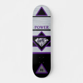 Rol zwart en zilver Power Diamond Skateboard (Voorkant)