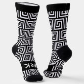 Rol zwart-wit Griekse sleutelmanandervormer Sokken (Gebogen)