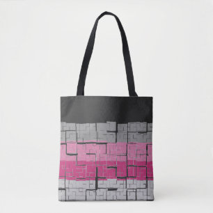 Rol zwart wit grijs magenta roze patroon tote bag
