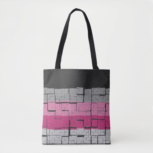 Rol zwart wit grijs magenta roze patroon tote bag (Voorkant)