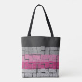 Rol zwart wit grijs magenta roze patroon tote bag (Achterkant)