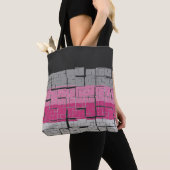 Rol zwart wit grijs magenta roze patroon tote bag (Dichtbij)