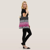 Rol zwart wit grijs magenta roze patroon tote bag (Op model)