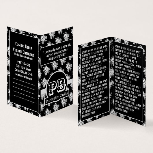 Rol zwart wit tattoo schedel gothic duogram tools visitekaartje (Binnen en buitenkant)