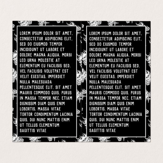 Rol zwart wit tattoo schedel gothic duogram tools visitekaartje (Binnenkant ongevouwen)