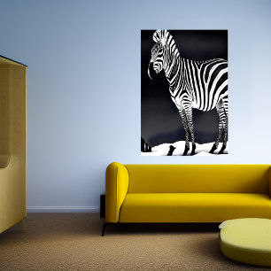 Rol zwart-wit Zebra AI Art Poster