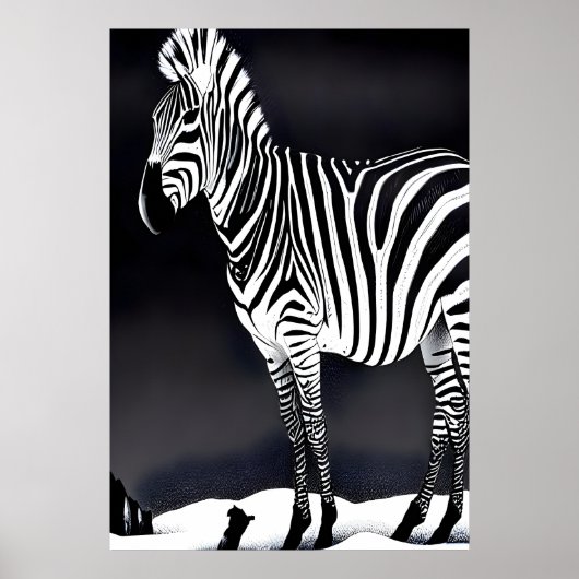Rol zwart-wit Zebra | AI Art Poster (Voorkant)