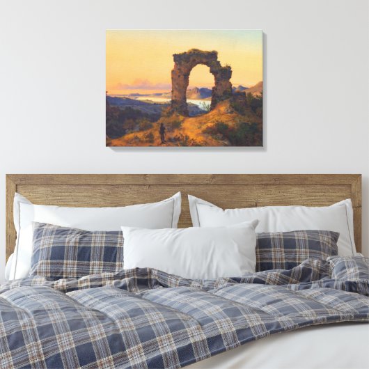Roland's Arch (door Andreas Achenbach) Canvas Afdruk (Insitu (Slaapkamer))