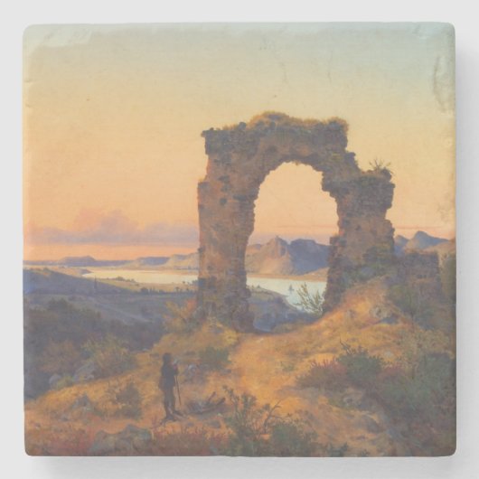 Roland's Arch (door Andreas Achenbach) Stenen Onderzetter (Voorkant)