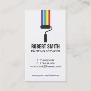 Rolborstel Regenboog Verf Verticale Visitekaart Visitekaartje