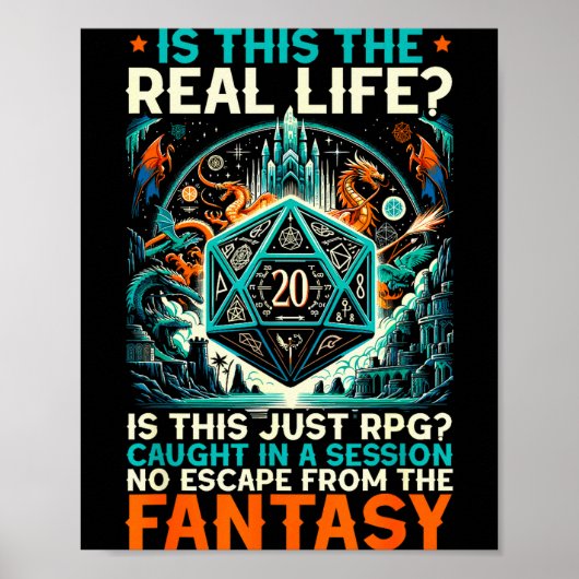 Role Playing Game Rpg Master D20 Tabletop Funny Rp Poster (Voorkant)