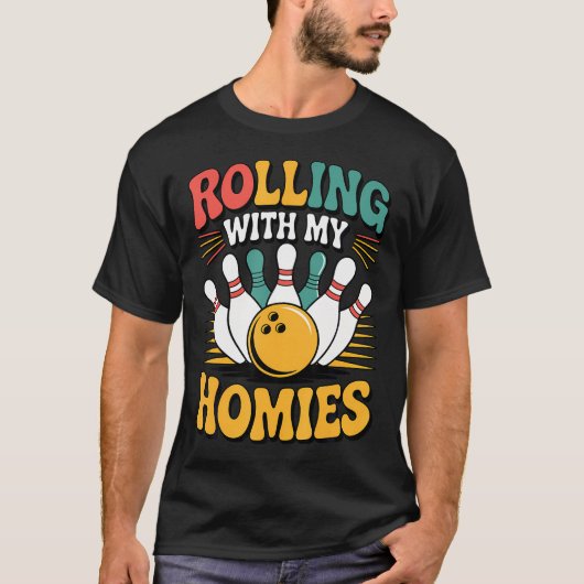 Rolen Met Mijn Maten Grappig Bowling Team T-shirt (Voorkant)