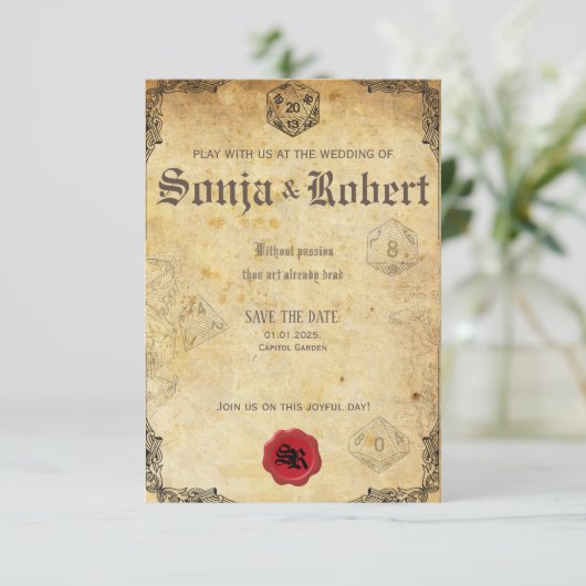  Roleplay Gamer Fantasy Wedding Kaart (Staand voorkant)