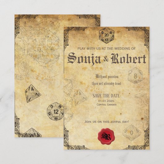  Roleplay Gamer Fantasy Wedding Kaart (Voorkant / Achterkant)