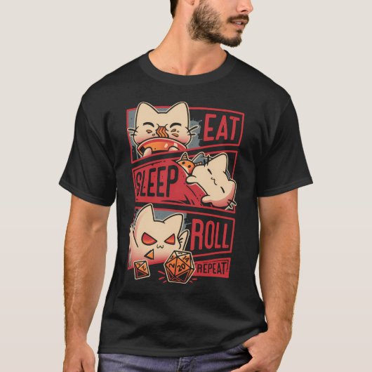 Roleplayer Routine - Kitten Dice Roll T-shirt (Voorkant)
