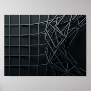 Rolerende Lineaire Geometrie Donkere Abstracte Wan Poster