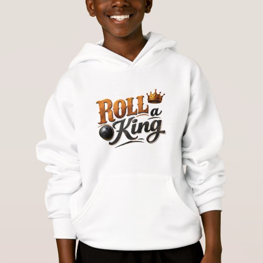 Roll a King – Bowling Crown Kids Pullover Hoodie (Voorkant)