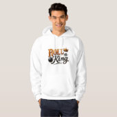 Roll a King – Bowling Theme Crown & Ball Typograph Hoodie (Voorkant volledig)