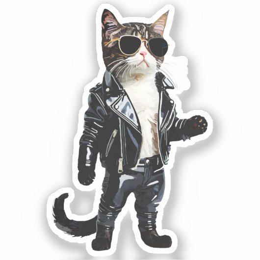 roll and rock cat sticker (Voorkant)