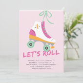 Roll Birthday Invitation - Magenta Kaart (Staand voorkant)