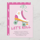 Roll Birthday Invitation - Magenta Kaart (Voorkant / Achterkant)