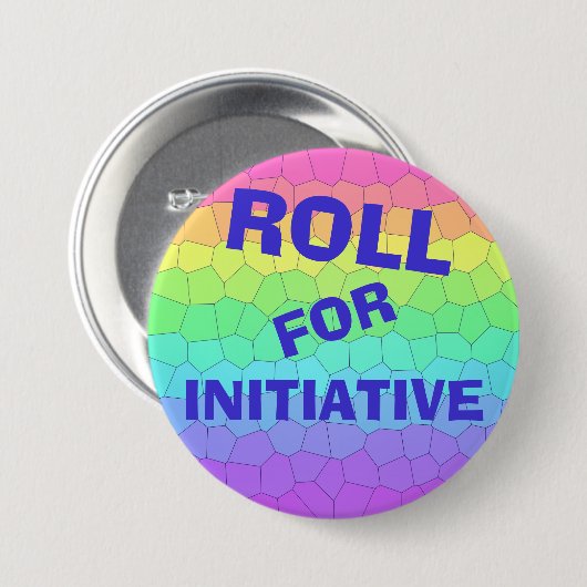 "Roll for Initiative" Rainbow Dungeons Dragons Ronde Button 7,6 Cm (Voorkant /achterkant)