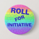 "Roll for Initiative" Rainbow Dungeons Dragons Ronde Button 7,6 Cm (Voorkant)